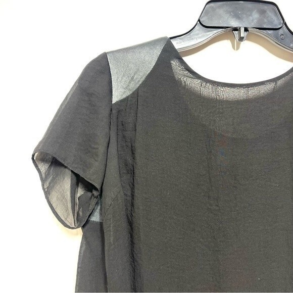 Dress the Population Leather and Chiffon High Low Alondra in Black S - Picture 10 of 16